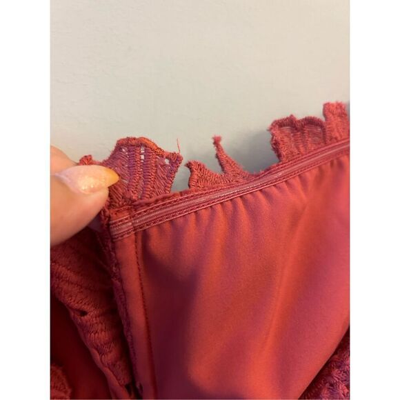 Free People X Saylor Dahlia Dress Raspberry Pink Red Sz Small Floral Lace Off-Sh - Picture 9 of 13